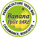 banana split pratique la permaculture pour sa plantation de bananes bio située dans le sud du sénégal en casamance logo créé par arvimedia
