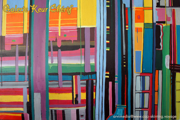 Street art, inspiration Jean-Michel Basquiat peinture multicolore